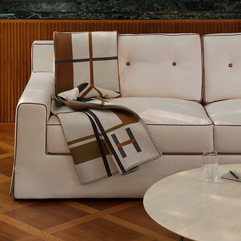 Avalon Clairiere Square blanket - Brown | Hermès Netherlands
